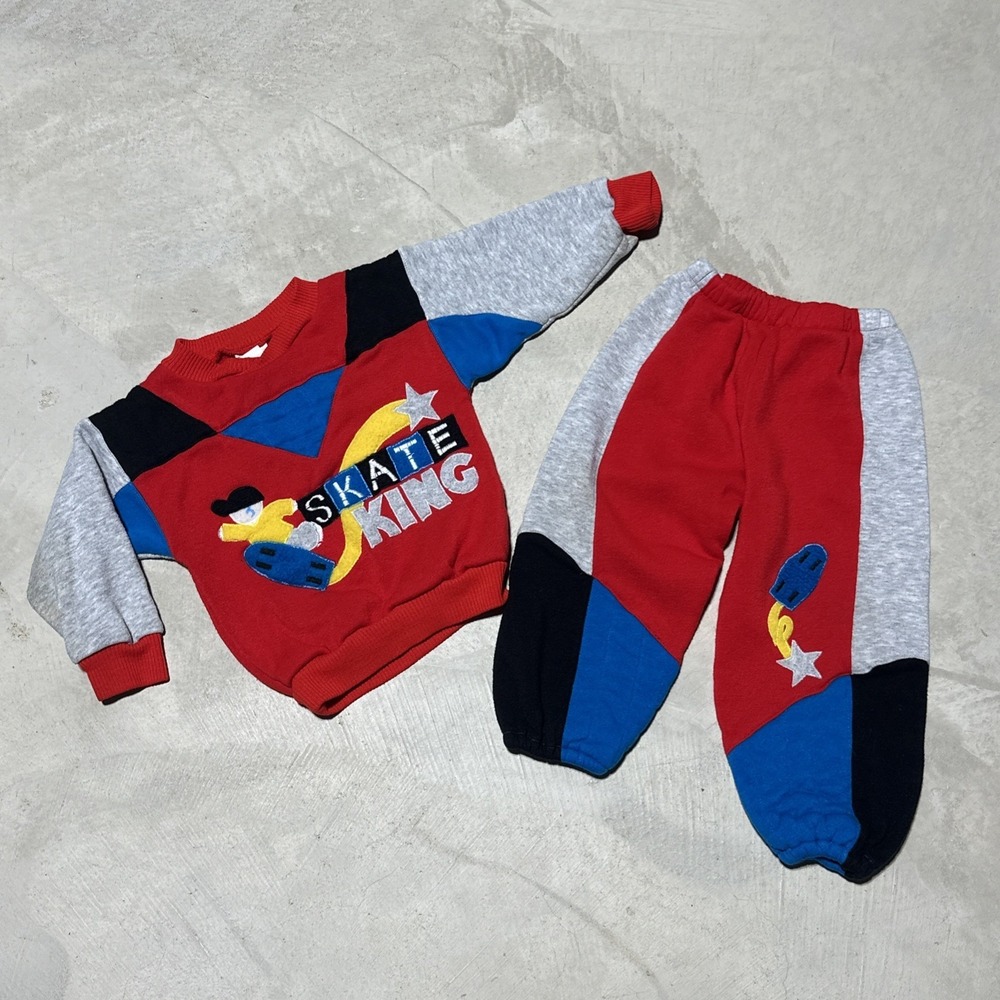Vintage Hush Puppies Baby Toddler 2 Piece Outfit Skate Board Size 2T 90s Y2K